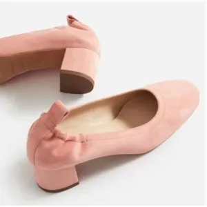Everlane Everyday Block Heel Shoe In Light Bubblegum Pink Suede Block Heel US 9 thumbnail 9