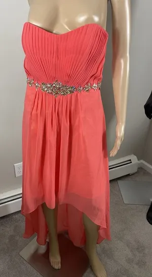 May Queen Couture 10 Pink Strappy Rhinestone‎ Accent Maxi Chiffon Formal Dress thumbnail 1