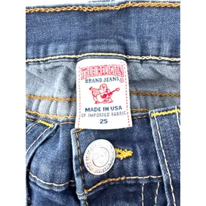 True Religion Casey Skinny Jeans Dark Wash Low Rise Horseshoe Stitch Size 25 thumbnail 6