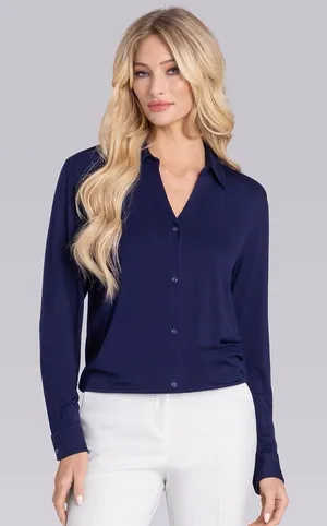 Buttercloth Pre-Tucked Fit Shirt Medium Navy Blue Icy‎ Cotton Button Up Collared thumbnail 1