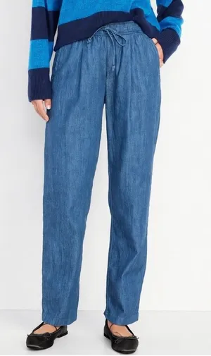 Old Navy M Billie High Rise Dark Wash Straight Ankle Trouser Cotton Denim Pants thumbnail 1
