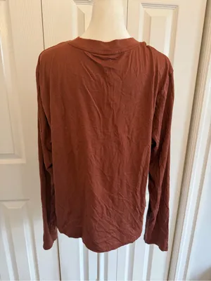 Quince Cotton Modal Relaxed Long Sleeve Tee Redwood Basic Fall NWT Size Large thumbnail 4