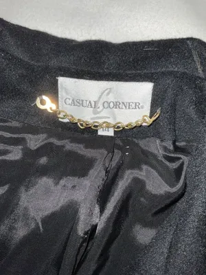 Casual Corner Women Wool blend long black Coat SZ14 bust58in thumbnail 3