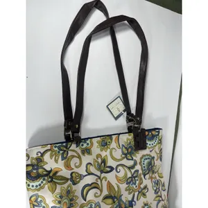 Gregg Gift Company Grace Collection Floral Tote Zip Lined Pockets Charm Card thumbnail 6