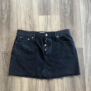 Agolde Black Mini Denim Skirt Button Fly Jean thumbnail 2