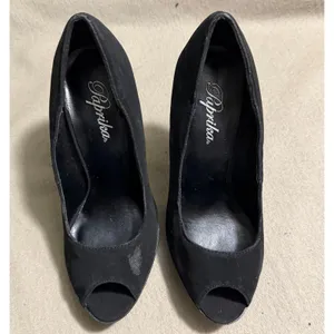 Paprika Black Faux Suede Peep Toe Platform Stiletto Pumps Womens 5.5 thumbnail 5