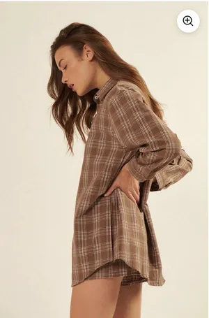 Prómesa Work From Home Plaid Button Up Shirt Romper thumbnail 5