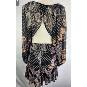 Free People Seven‎ Wonders Mini Dress Size XS Boho Hippie Multi Media Print thumbnail 3