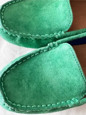 UGG Bright Green Suede Slip-On Loafers thumbnail 13