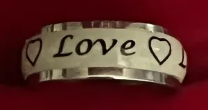 &merci “Love” Heart Design Luminous Glow Stainless Steel Silver 6mm Band Size 6 thumbnail 1