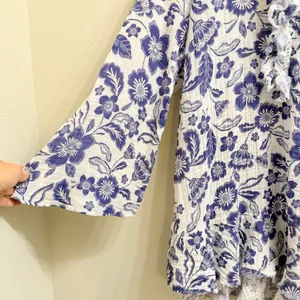 Anthropologie Floral Gauze Mini‎ Dress Size Large Tunic Coverup Gauzy Cotton thumbnail 6