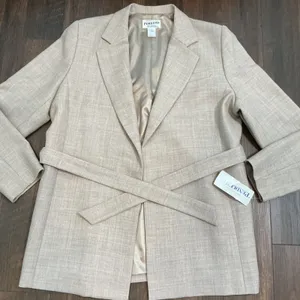 Pendleton Cityscape Wool Blazer Beige Tan Open Front Made in USA Size 14 NEW thumbnail 9