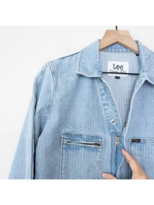 NWT Free People x Lee Union-Alls Coverall Denim Jumpsuit S Sky Blues Stripe thumbnail 7