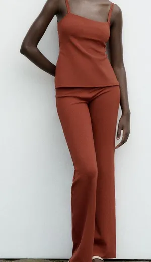 NWT Zara brick red soft strap top and trouser set. Size Medium thumbnail 1
