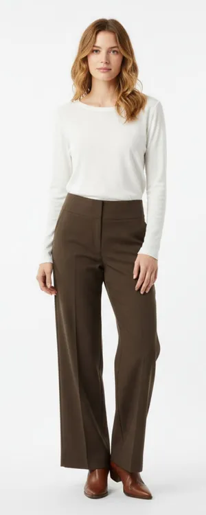 Sandro Brown Faux Suede Wide Leg Trouser Pants 6 thumbnail 1