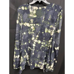 SimplyVera Vera Wang Womens Tie Dye Asymmetric Hem Long Sleeve Shirt Size L SKU thumbnail 2