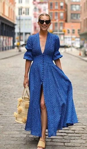 NWT Vici Cerulean Blue Lace Button Front Short Sleeve Midi Dress Cottage Whimsy thumbnail 1