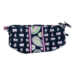 Vera Bradley Set of 2 Elephant Paisley Quilted Cosmetic Bags Black Pink Retired thumbnail 4