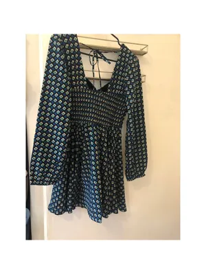 Band of the Free NWT Womens Genevieve Teal Diamond Long Sleeve Mini Dress Size S thumbnail 6