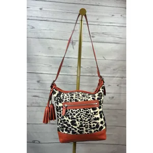 Coach Ocelot Cheetah Shoulder Bag Purse Red Black Cream Tassel Hang Tag thumbnail 7