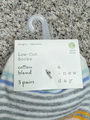 A New Day 3 Pack Low Cut Cotton Blend Striped Socks Multicolor 4-10 NWT thumbnail 4