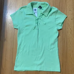 Gap 2003 Retro Collared Shirt String Closure Light Green Women's Medium thumbnail 10