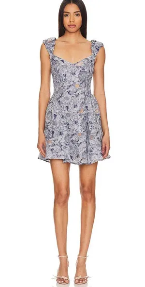 Elliatt Doves Dress In Slate Blue Size Small thumbnail 1