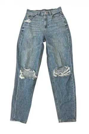 American Eagle Relaxed Mom Jeans Light Wash Size 2 Ripped thumbnail 1