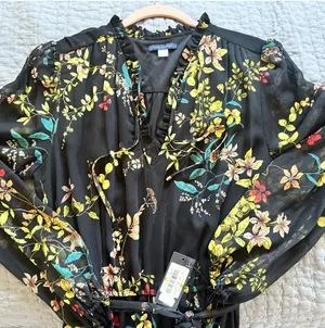 Tommy Hilfiger Dress Floral Black Women’s Size 14 thumbnail 5