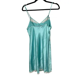 Victoria's Secret Blue Satin Lace Coquette Ballet Fairy Slip Dress Size Medium thumbnail 2