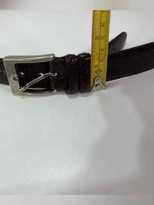 Saks Fifth Avenue Dress Belt Men's 36 Brown Leather Embossed USA Brass Buckle thumbnail 4