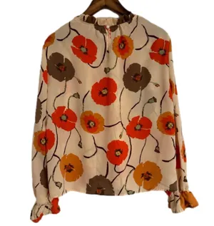 SHEIN Women’s Floral Ruffled High Collar Long Sleeve Blouse Size Large thumbnail 3