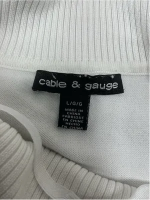 Womans Excellent Cable & Gauge Pullover Sweater Large White 3/4 Sleeve Cowl Neck thumbnail 5