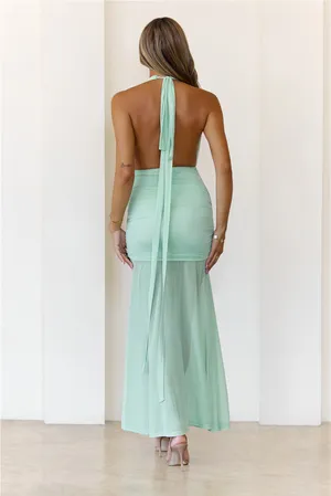 Hello Molly High Key Muse Mesh Maxi Dress in Seafoam Green XS thumbnail 4