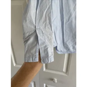 Trademark Split Neck Blouse Womens 2 Blue Poplin Oversized Button Cotton Size 2 thumbnail 4