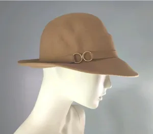 Vintage Lady Kangol USA Bucket Hat Cap Women's 100% Wool Grouse‎ Camel Color thumbnail 1
