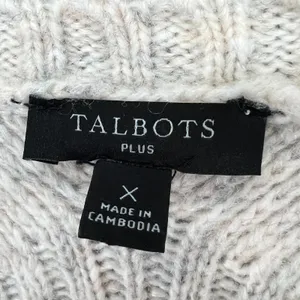 Talbots Sweater Womens XL‎ 0X Cream Diamond 3D Knit Pullover Cottage Fisherman thumbnail 10