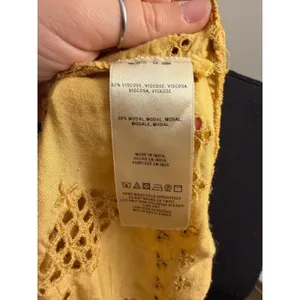 Anthropologie Vanessa Virginia Sadie Eyelet Swing Tank Mustard Yellow Bettina thumbnail 8