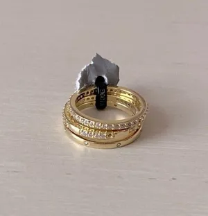 Nordstrom NWOT Adornia set of three gold cubic zicronia stacking rings thumbnail 1