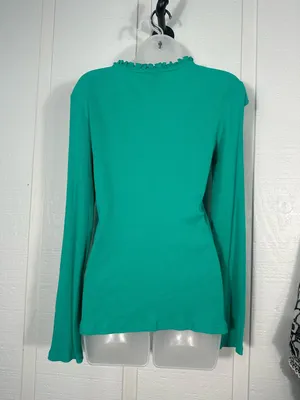 Lilly Pulitzer Green Ribbed Top with Ruffle Neckline Size Large EUC thumbnail 5