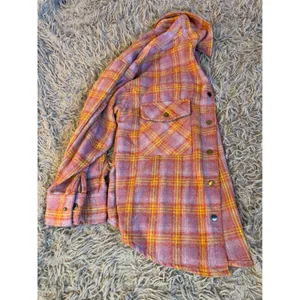 Dizzy‎ Lizzie Plaid Shacket Purple Orange Button Down Shirt Jacket Small thumbnail 3