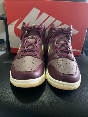 Nike Dunk Plum Eclipse Women’s High-Top Sneakers in Burgundy and Pale Yellow 8.5 thumbnail 4