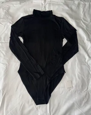 Black Mock Neck Long Sleeve Bodysuit thumbnail 1