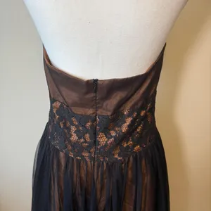 VTG Y2K Betsy & Adam Womens Dress 12 Black Bronze Halter Lace Mesh Prom Cocktail thumbnail 9