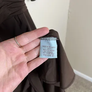 Women's‎ Y2K Vtg Dress Espresso Chocolate Brown Ruched V Neck Twee Babydoll Sz 6 thumbnail 5