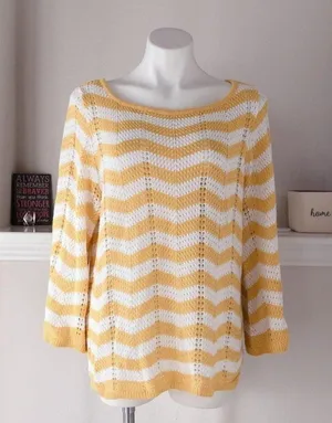 89th & Madison Sweater Perforated Knit Zig Zag Pattern Pullover Size XL thumbnail 5