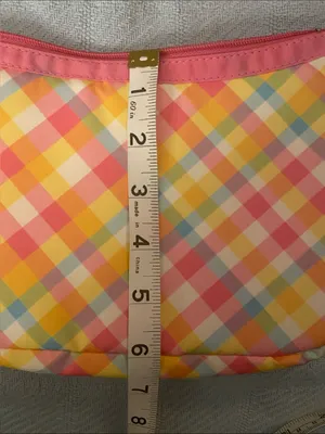 Vtg Y2K Lesportsac Pastel Gingham madras purse with Pink Trim thumbnail 8