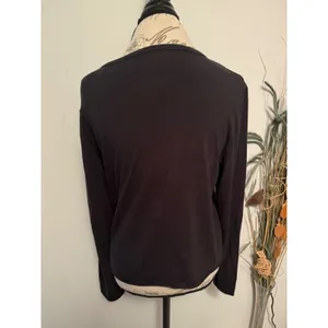 by‎ ANTHROPOLOGIE Black Long Sleeve Crew Neck Top XL Made in Mauritius thumbnail 2