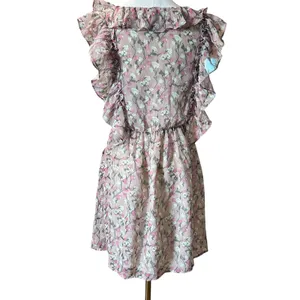 Anthropologie ARYN K. Dress Ruffles Y2K Blouson Sheer Lined Floral Fairy Boho SZ Sm Pinks thumbnail 5