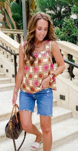 NWT $108 Anthropologie x Let Me Be Cotton Ruffled Square Neck Pullover Tank S thumbnail 1